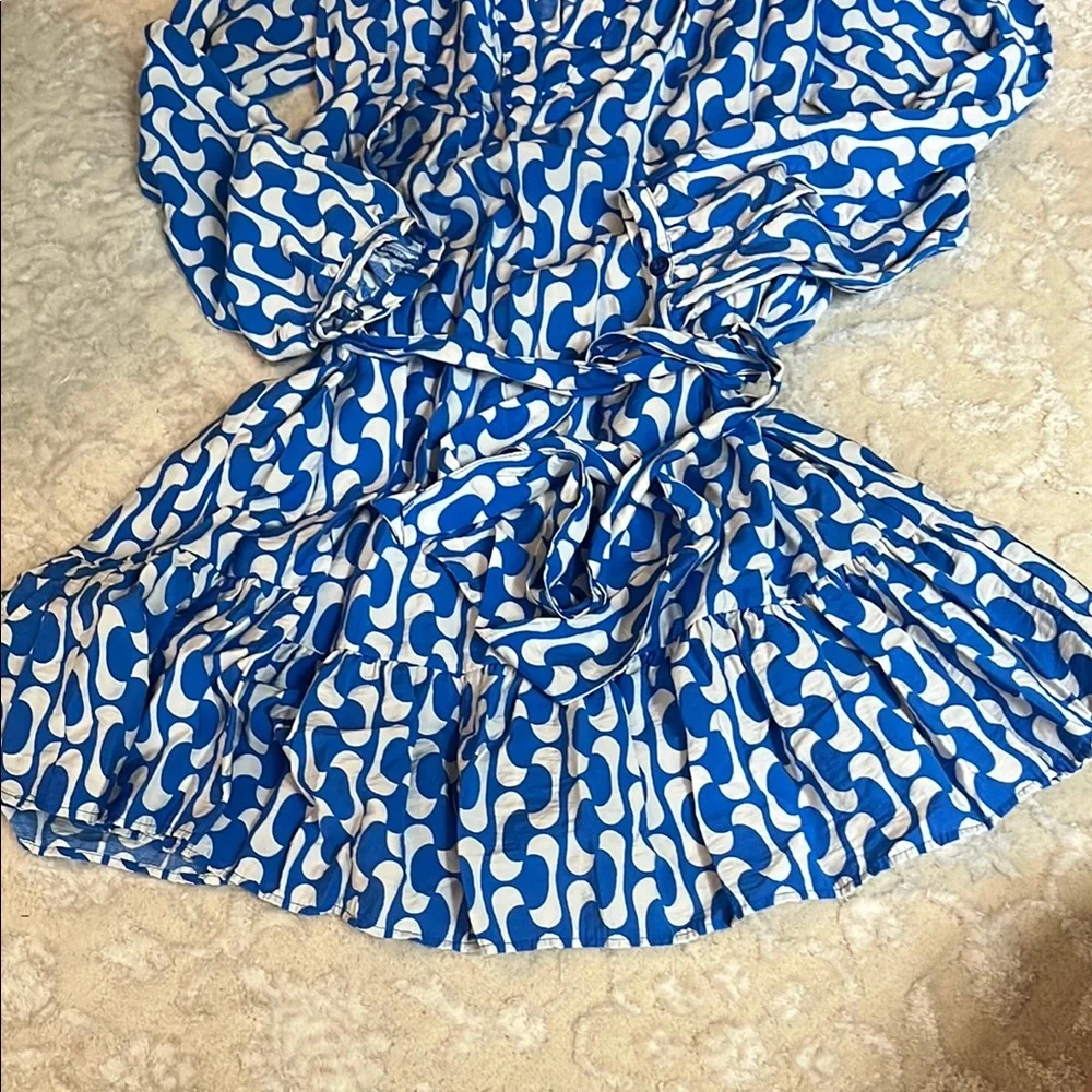 Zara | Blue and White Puff Sleeve Sundress - Picture 8 of 11